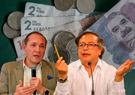 El ministro de Trabajo, Antonio Sanguino, y el presidente, Gustavo Petro, convocaron a la Comisión de Concertación con empresarios y sindicatos para definir el nuevo ajuste del salario mínimo 2026 en Colombia. FOTO EL COLOMBIANO