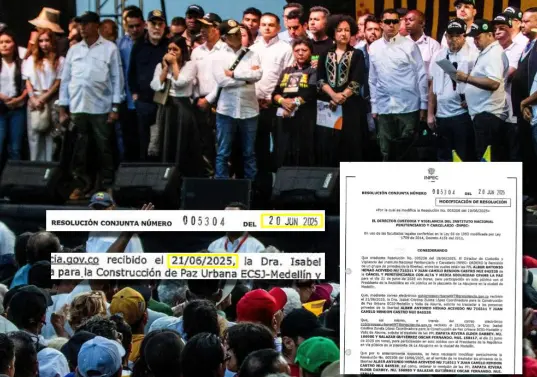 Denuncian que una de las resoluciones que autorizó el traslado de voceros de bandas al evento de Petro en Medellín tendría inconsistencias en fechas. FOTO: El Colombiano y Cortesía