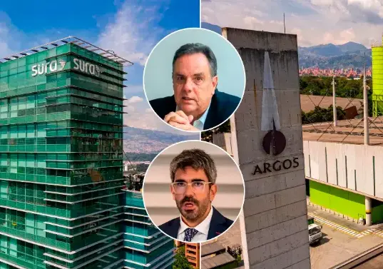 Jorge Mario Velásquez, presidente de Grupo Argos (arriba), celebró los alcances que esta operación de desenroque con Sura, que preside Ricardo Jaramillo, representará. FOTO EL COLOMBIANO