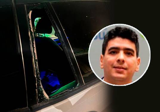 Los ladrones rompieron el vidrio del carro del profesor Edwin Torres y sacaron el computador. FOTOS: CORTESÍA