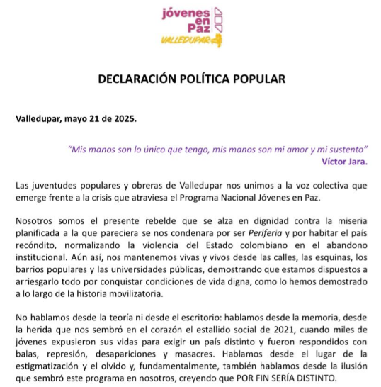 Comunicado afectados en Valledupar.