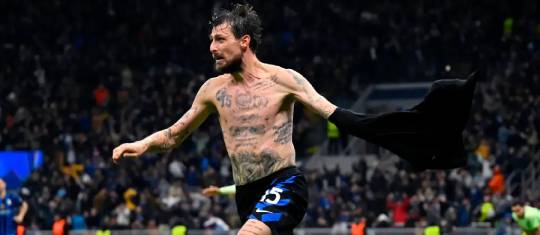 Francesco Acerbi, tras su anotación con el Inter al minuto 93 el pasado martes, cuando el Barcelona estaba a punto de sellar su clasificación a la final de la Champions. FOTO GETTY