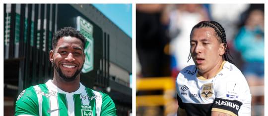 El defensor central Andrés Reyes y el extremo Ian Poveda fueron anunciados como refuerzos de Nacional. FOTOS ATLÉTICO NACIONAL y COLPRENSA