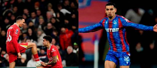 El futbolista inglés Trent Alexander Arnold tiene una relación cercana con Luis Díaz. Daniel Muñoz brilla con Crystal Palace. FOTO: TOMADA DEL X DE @TrentAA y GETTY 