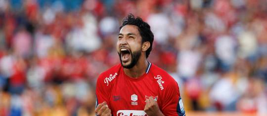 Jeison Medina, delantero del Medellín. Este martes tendrá una nueva oportunidad de festejar. FOTO CAMILO SUÁREZ