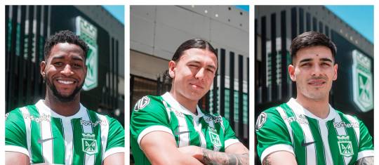 Andrés Reyes e Ian Poveda tienen 26 años, mientras que Elías Cabrera tiene 23. FOTOS CORTESÍA ATLÉTICO NACIONAL