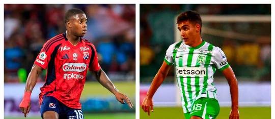 Halam Loboa y Juan Manuel Rengifo, dos de las joyas del fútbol colombiano que pueden ser protagonistas del clásico este miércoles. FOTOS MANUEL SALDARRIAGA