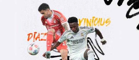 El colombiano Luis Díaz y el brasileño Vinícius Jr, aporte suramericano en el superclásico de la Champions. FOTOS GETTY 