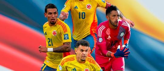 Camilo Vargas, Daniel Muñoz, James Rodríguez y Luis Díaz son la base del proceso de Néstor Lorenzo en Colombia. FOTOS JUAN ANTONIO SÁNCHEZ