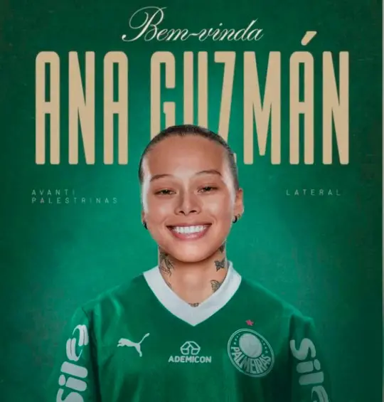 Así presentó Palmeiras a su nueva jugadora, la colombiana Ana María Guzmán, la defensora que llega de la Liga de Estados Unidos. FOTO TOMADA @PALMEIRASFEMENINO