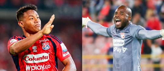 El futbolista Léider Berrío, ahora en el DIM, le anotó goles a Mosquera Marmolejo, antes en el DIM, en las últimas finales de Liga que disputaron. FOTOS: CAMILO SUÁREZ Y GETTY