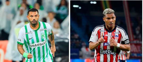 Edwin Cardona puede ganarle una segunda final a Junior tras haberlo vencido en 2014. Por su parte, Teófilo Gutiérrez quiere ganar su séptimo título con el equipo tiburón. FOTO Camilo Suárez y Colprensa
