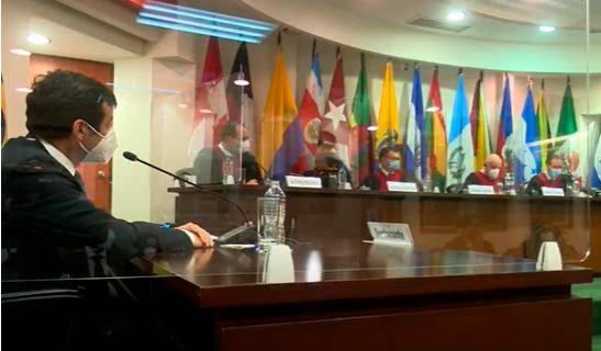 Carlos Baraona (lado izquierdo) en audiencia de la Corte IDH. FOTO: Tomada de la audiencia del tribunal. 