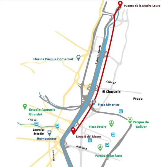 Este es el tramo de la intervención, entre las calles 46 y 92 de Medellín. CORTESÍA EPM