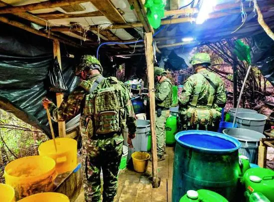 La incautación y destrucción de los laboratorios del Clan del Golfo ha sido uno de los golpes económicos y estratégicos más fuertes contra este grupo criminal. FOTO Cortesía Ejército Nacional