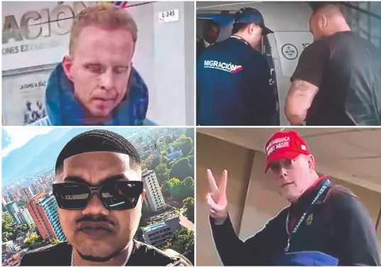 Arriba a la izquierda el ciudadano ruso, a su derecha el extranjero alemán. En la esquina inferior izquierda el “influencer” Chill Capo, y a su derecha Samuel McVey, ambos estadounidenses. FOTOS CORTESÍA Y REDES SOCIALES.