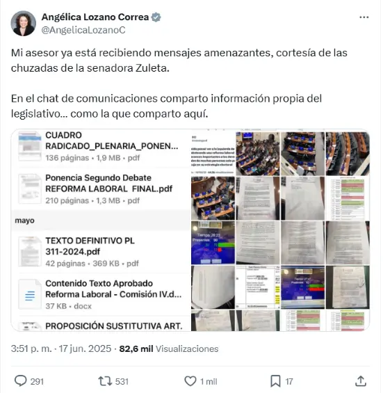 Isabel Zuleta deberá retractarse y borrar información personal que publicó en redes sobre joven asesor del Congreso 
