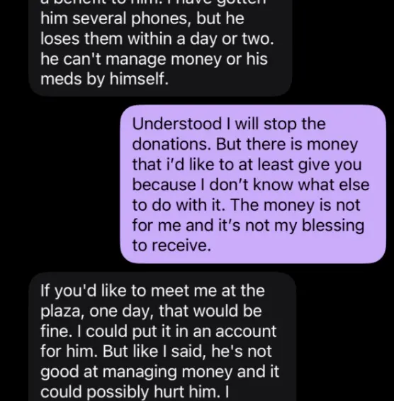 Este es el chat con la madre de Tylor Chase que compartió la usuaria de TikTok que compartió el video. FOTO Captura de pantalla