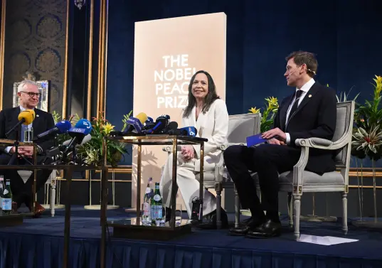 María Corina Machado recibió el premio Nobel de la Paz este 10 de diciembre de 2025. FOTO: GETTY