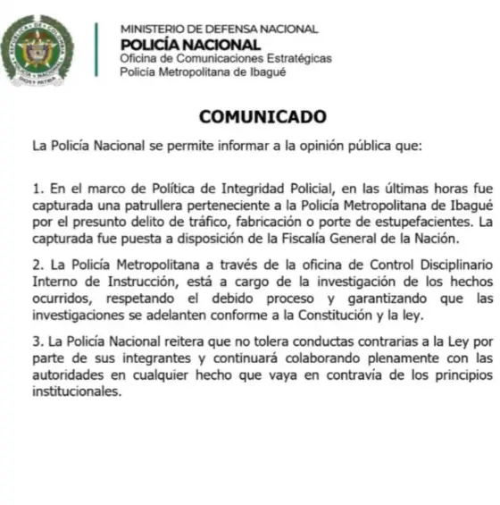 Sorprendieron a patrullera que intentaba ingresar droga y celulares a centro de reclusión en Ibagué