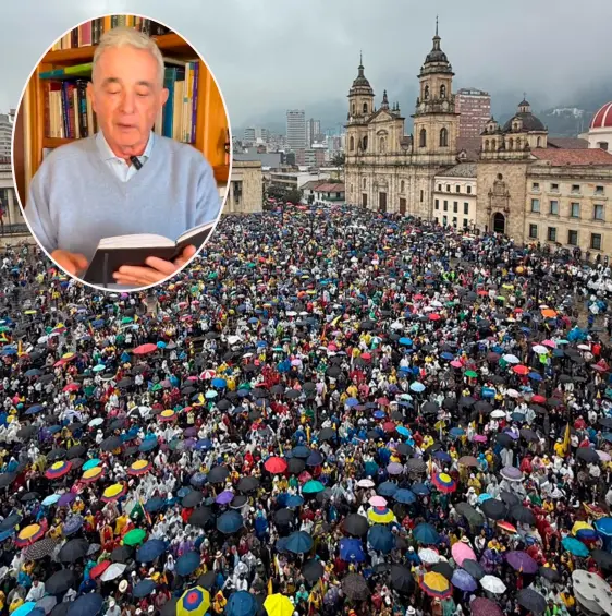 El expresidente Álvaro Uribe hizo un video para agradecer a los asistentes a las marchas. En la imagen, la de Bogotá. FOTOS Tomadas de redes sociales