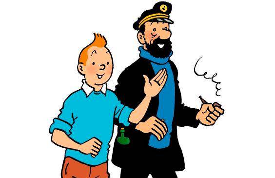 Tintín junto a su compañero, el Capitán Haddock. Antes de la aparición del marinero, surgieron personajes como Hernández y Fernández o la soprano Bianca Castafiore. FOTO Cortesía Le studios