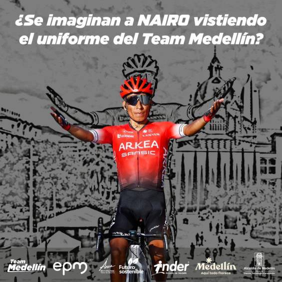 El equipo de ciclismo Team Medellín aprovechó sus redes sociales para hacerle una invitación a Nairo Quintana. FOTO TOMADA TWITTER