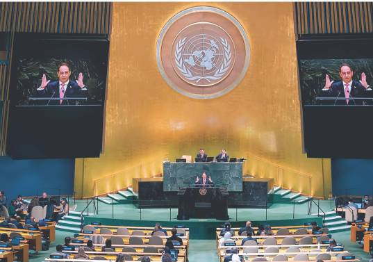 En representación de Abelardo de la Espriella, el vicepresidente José Manuel Restrepo habló en la asamblea general de la ONU. FOTO @CancilleriaCol