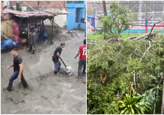 Autoridades reportaron una tormenta eléctrica en Medellín y el Valle de Aburrá, además de algunos otros municipios de Antioquia. FOTO: Alcaldía de Medellín y cortesía Denuncias Antioquia y de video de redes sociales