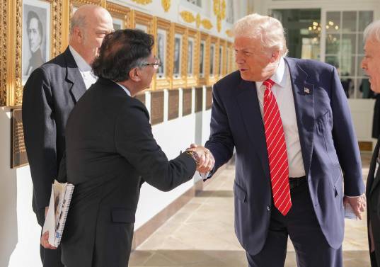 Reunión este 3 de febrero entre Gustavo Petro y Donald Trump, en la Casa Blanca. FOTO: Cancillería.