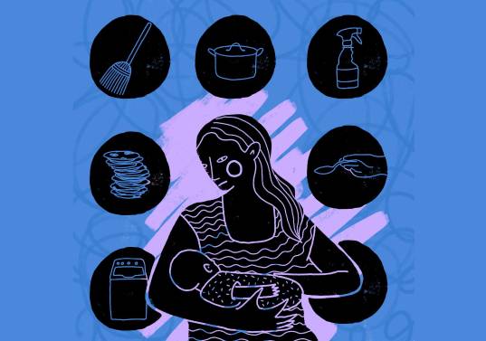 Título ilustración: El peso social de maternar / Mariana Sanín / @mariana_sanin / Técnica: Digital / 2020