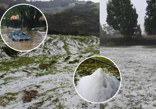 Las fuertes lluvias de este lunes dejaron granizadas en varios municipios de Antioquia. En San Pedro de los Milagros, Belmira y Santa Rosa de Osos, el granizo cubrió calles y campos. Foto: redes sociales