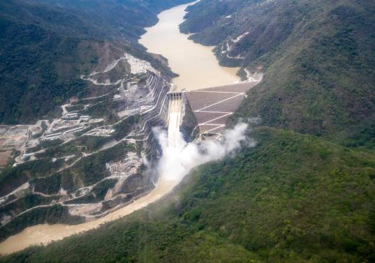 Aspecto de la represa y el embalse de Hidroituango. FOTO: Juan Antonio Sánchez