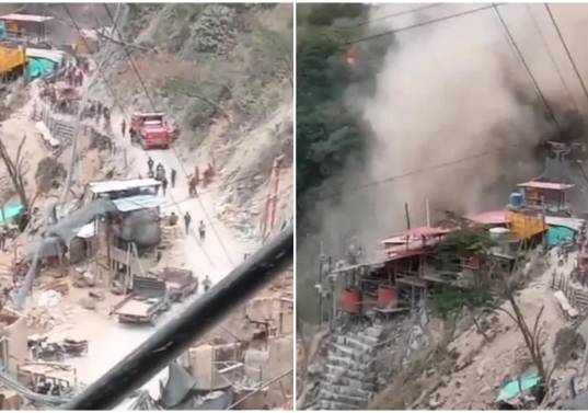 Con un reporte preliminar de 20 personas heridas, las autoridades y organismos de socorro atienden a esta hora una grave emergencia provocada por una explosión en la mina San Pedro de Marmato. FOTO: Captura de video de redes sociales