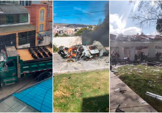 El vehículo de carga fue abandonado en el barrio Alcalá, en inmediaciones del Batallón de Infantería N.° 1 Simón Bolívar en Tunja. FOTOS: Tomadas de redes sociales
