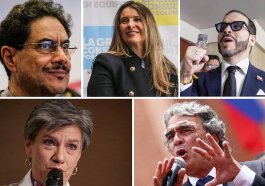De izquierda a derecha: Iván Cepeda; Paloma Valencia; Abelardo de la Espriella; Claudia López y Sergio Fajardo. FOTO: Colprensa