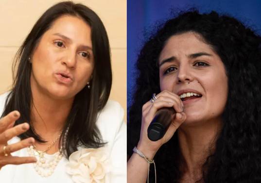 Paola Holguín es exsenadora del Centro Democrático; Yannai Kadamani ha sido ministra de las Culturas de Petro. Foto: Colprensa.