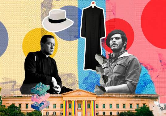 Un collage de imágenes con el sombrero de Carlos Pizarro, excomandante del M-19 y otros referentes de la historia nacional luego del debate que se generó tras su “homenaje”. Fotos: Colprensa