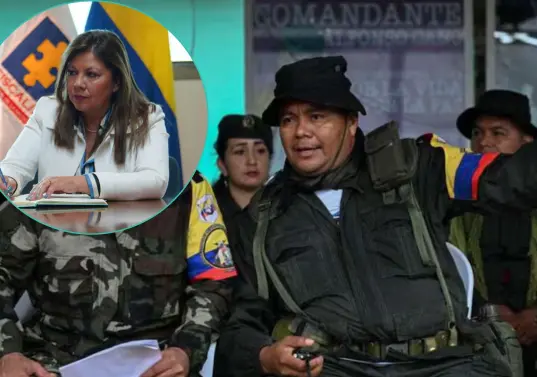 Fiscal general, Luz Adriana Camargo y alias Calarcá, jefe de disidencia. Foto: Colprensa y AFP