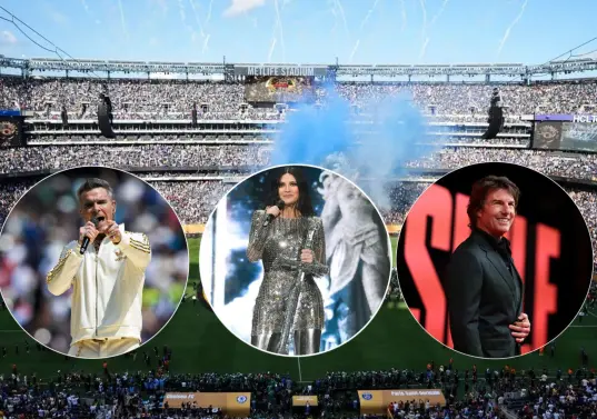 Robbie Williams, Laura Pausini y Tom Cruise encabezan el cartel de artistas que harán parte de la ceremonia de clausura del Mundial 2026. Fotos: Fifa, Getty Images y @laurapausini