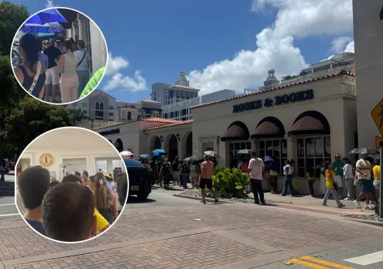 Largas filas de colombianos esperando votar en Miami. Foto: @ManuelaUruena