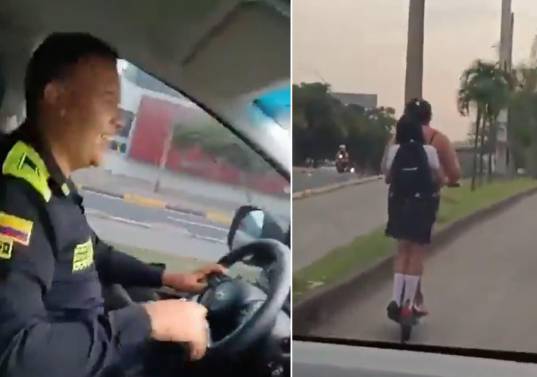Polémica por dos policías que insultaron dos mujeres en un carril exclusivo del MIO, en Cali. FOTOS: Captura de video
