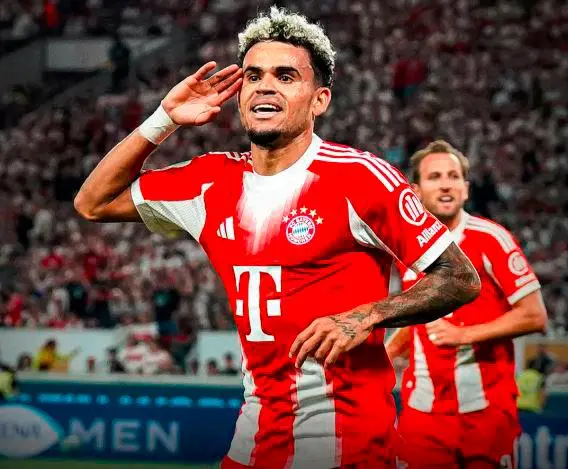 El extremo guajiro Luis Díaz, de 28 años, jugó todo el partido. FOTO: TOMADA DEL X DEL BAYERN