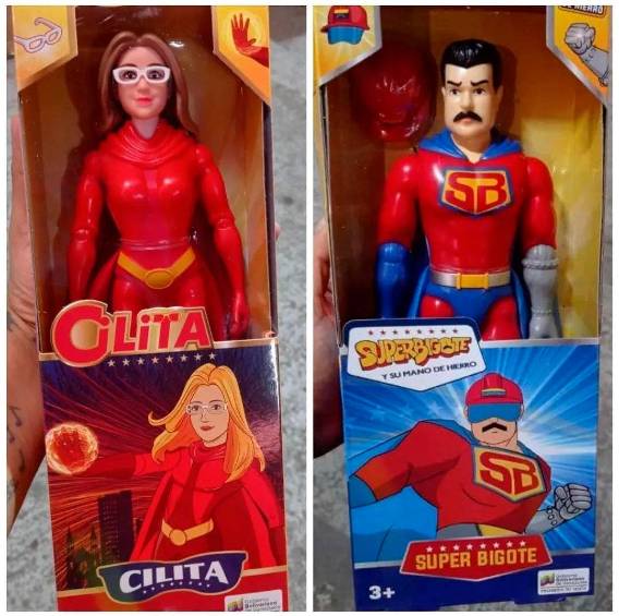 Muñecos de acción de Nicolás Maduro entregados en diciembre de 2022. FOTO: Tomada de X de @HenryDMC