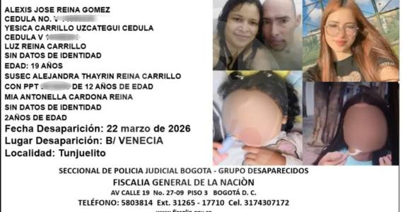 Investigan la desaparición de 5 miembros de una familia en Bogotá; parientes recibieron extraña llamada extorsiva