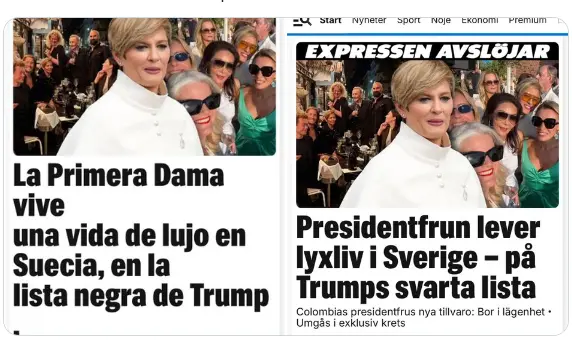 La publicación del diario sueco <i>Expressen </i>sobre Alcocer. Foto: @Expressen