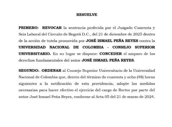 Fragmento del fallo del Tribunal Superior de Bogotá. 