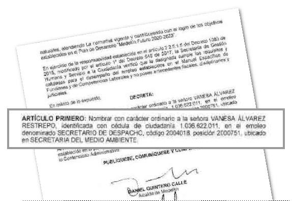 Nombramiento del 11 de mayo, con firma de Quintero.