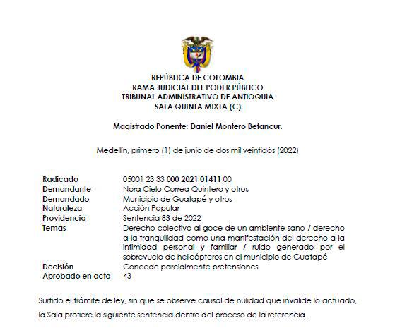 Tribunal de Antioquia ordena reubicar helipuerto de Guatapé
