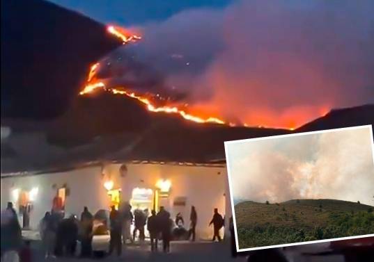 Las llamas están consumiendo el Cerro San Marcos, el más emblemático de Villa de Leyva, Boyacá. Incluso los hoteles tuvieron que ser evacuados. FOTOS: CORTESÍA Y ALEJANDRA ZAPATA QUINCHÍA